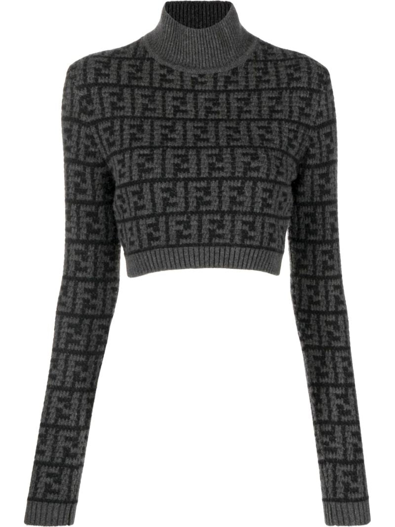 Black Ff Jacquard Cashmere Sweater