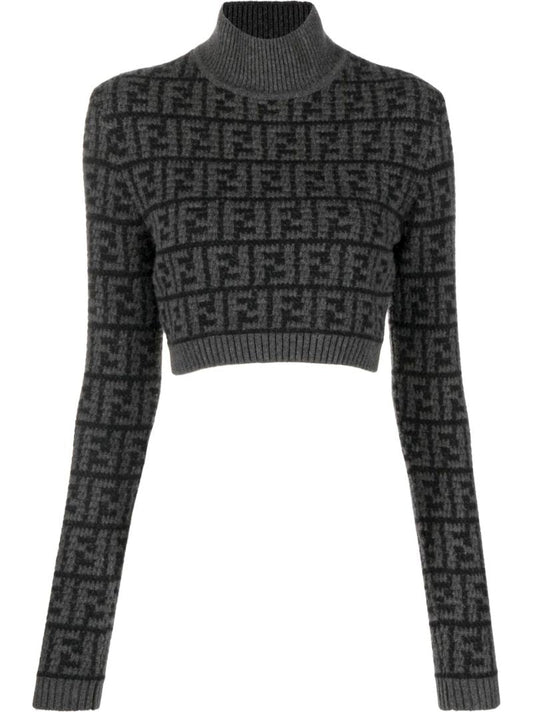 Black Ff Jacquard Cashmere Sweater