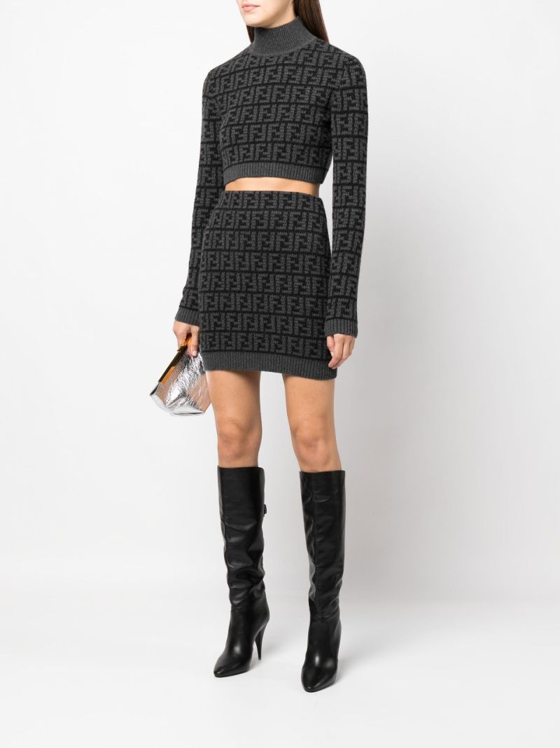 Black Ff Jacquard Cashmere Sweater