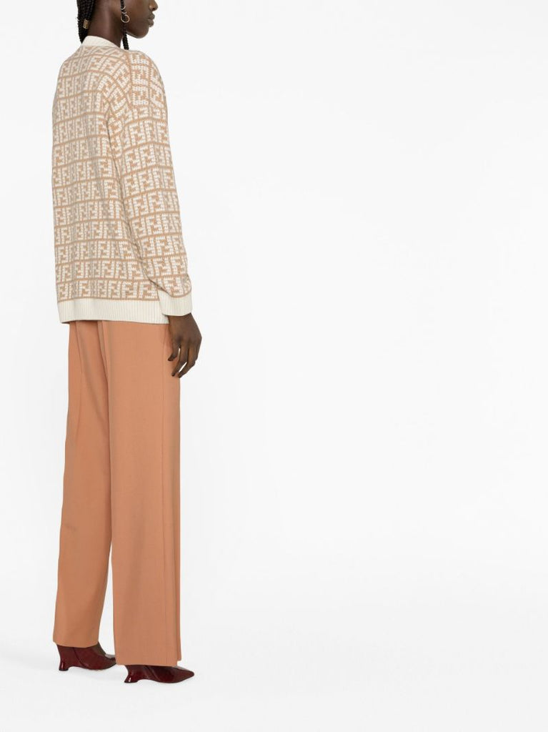 Neutral Ff Cashmere Cardigan