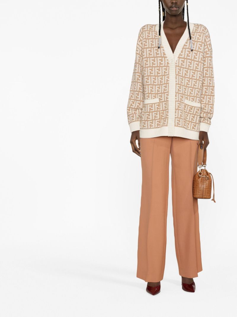 Neutral Ff Cashmere Cardigan