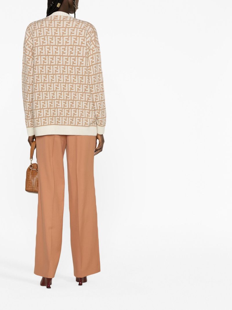 Neutral Ff Cashmere Cardigan