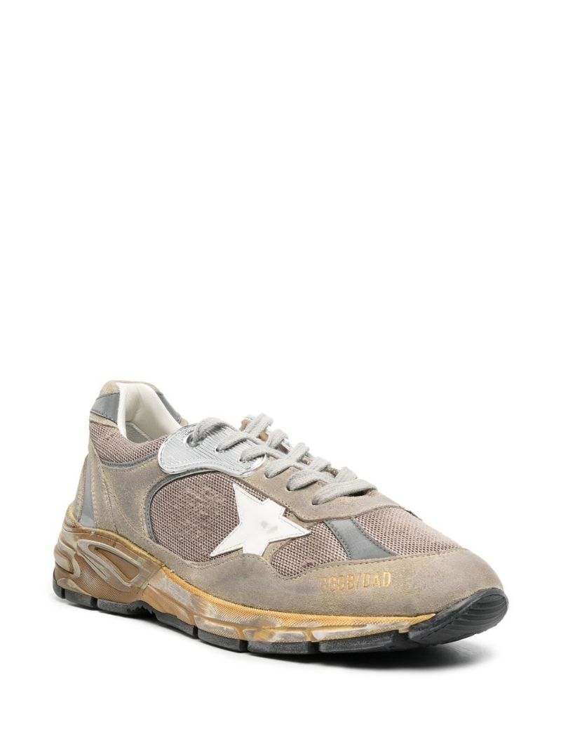 Beige Running Dad Leather Sneakers