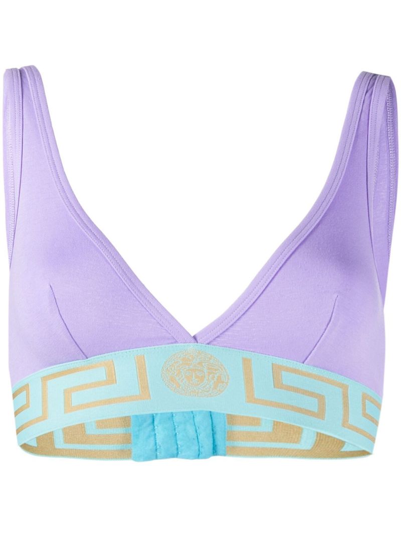 Purple Greca Border Organic Cotton Bralette