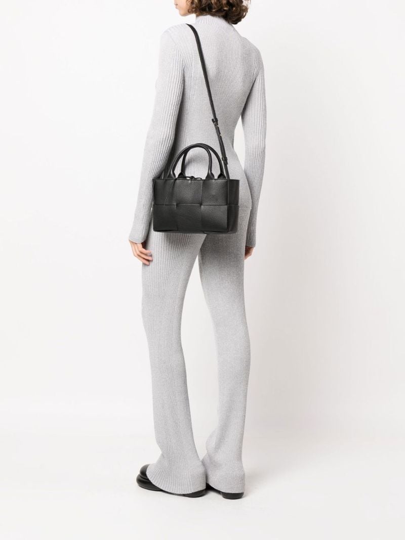 Black Arco Mini Intrecciato Leather Tote Bag