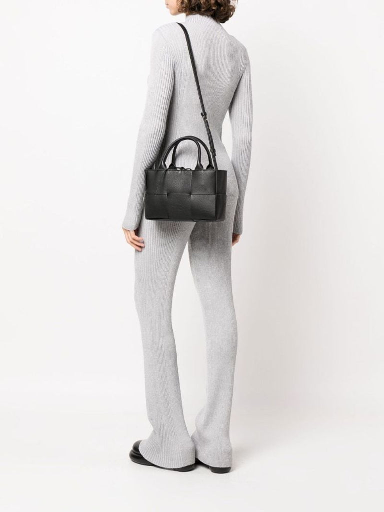Black Arco Mini Intrecciato Leather Tote Bag