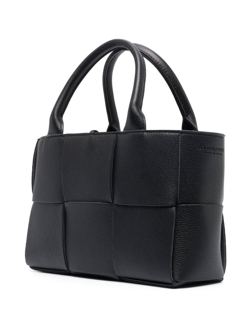 Black Arco Mini Intrecciato Leather Tote Bag