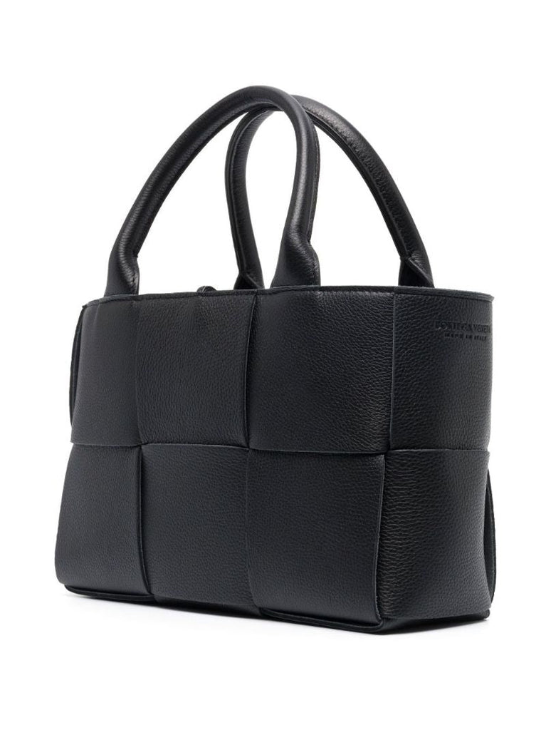 Black Arco Mini Intrecciato Leather Tote Bag
