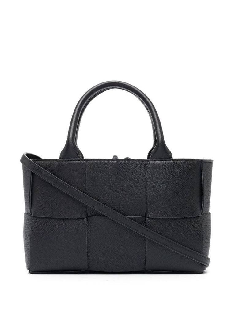 Black Arco Mini Intrecciato Leather Tote Bag