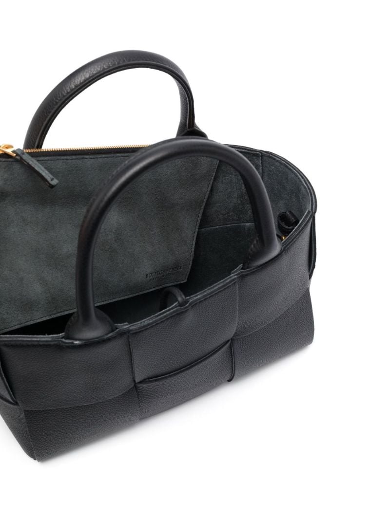 Black Arco Mini Intrecciato Leather Tote Bag