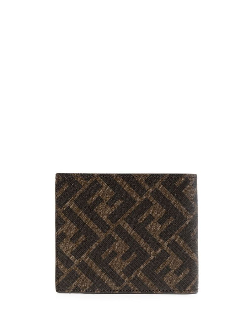 Brown Logo Print Monogrammed Wallet