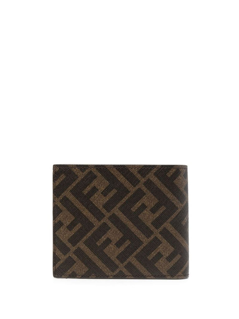 Brown Logo Print Monogrammed Wallet