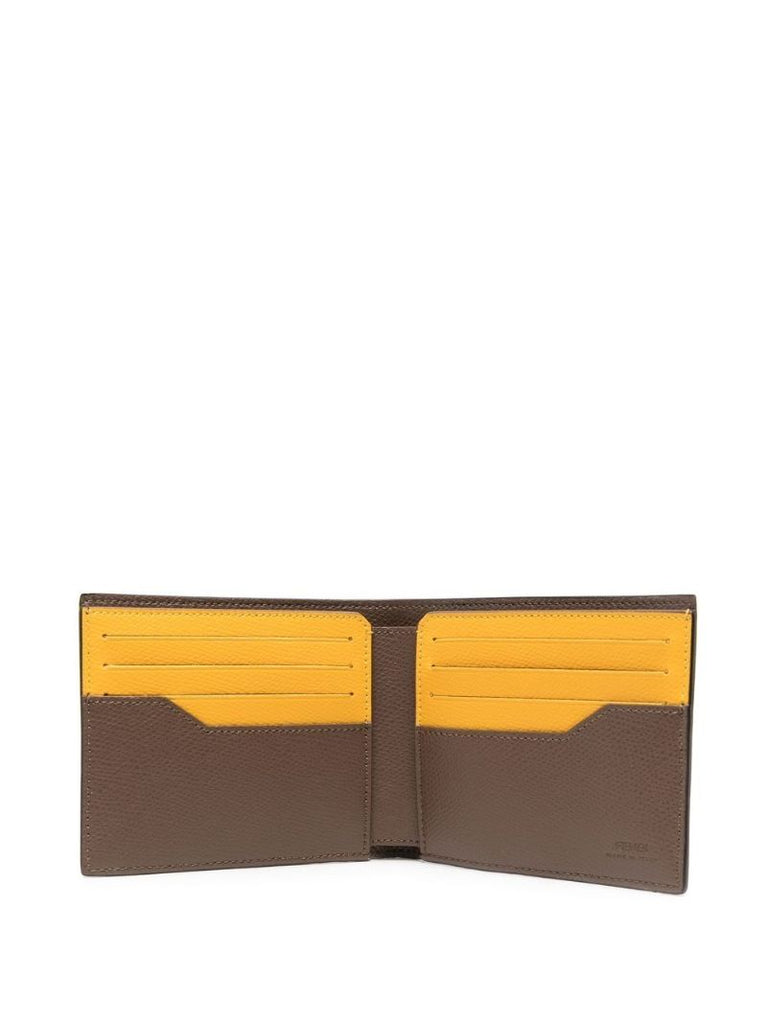 Brown Logo Print Monogrammed Wallet