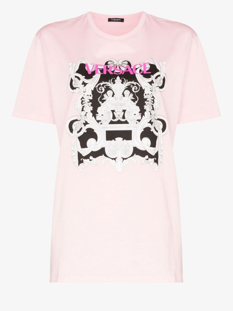 Pink Top Tee Graphic Print Cotton T-shirt