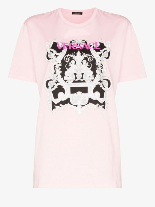 Pink Top Tee Graphic Print Cotton T-shirt