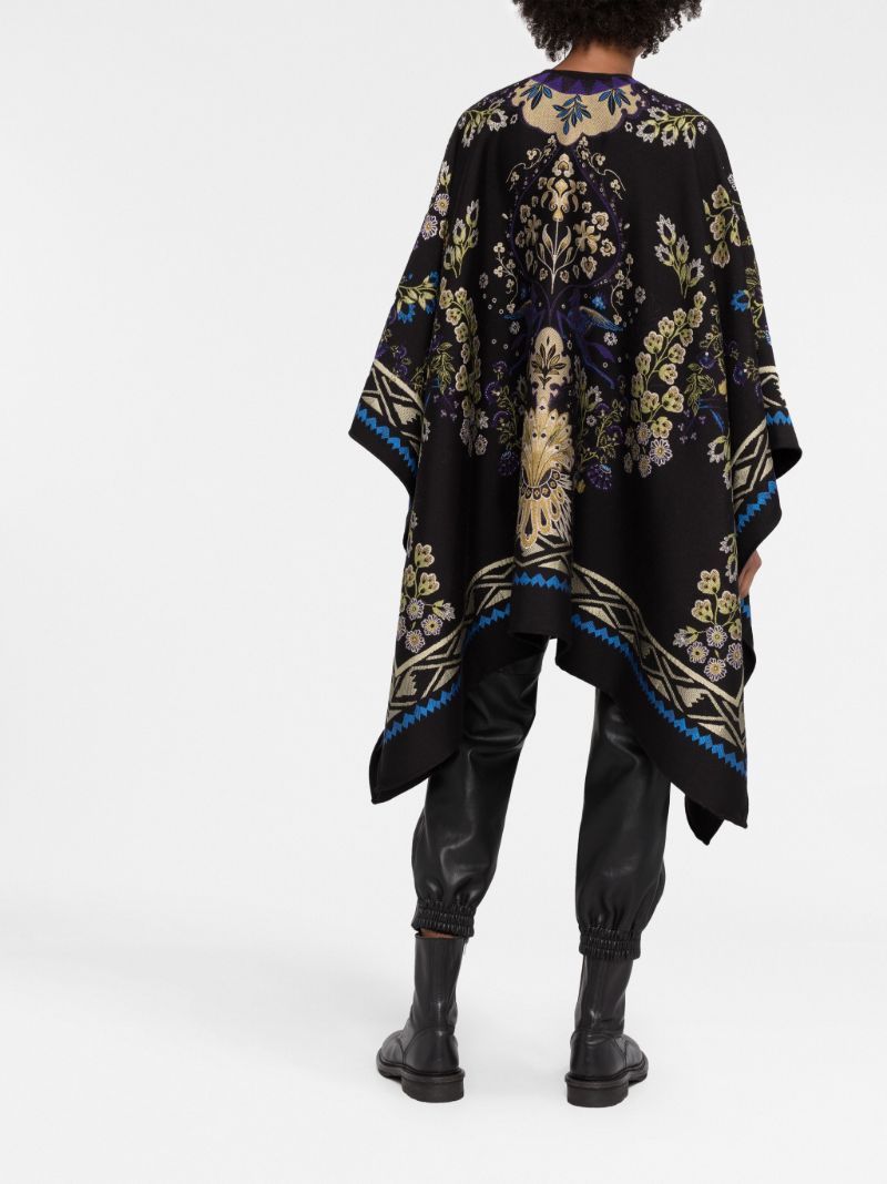 Black Floral Embroidered Cape