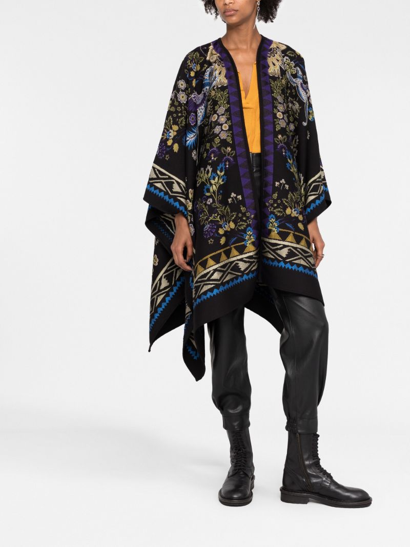 Black Floral Embroidered Cape