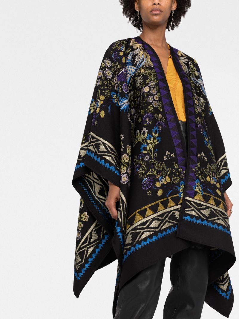 Black Floral Embroidered Cape