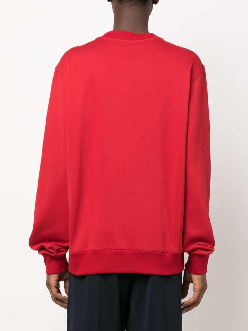 Red Logo Plaque Embossed Cotton Sweatshirt
