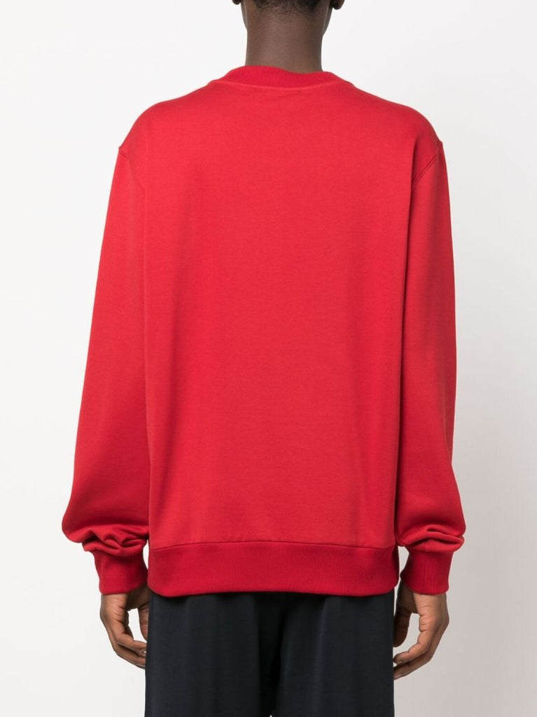 Red Logo Plaque Embossed Cotton Sweatshirt