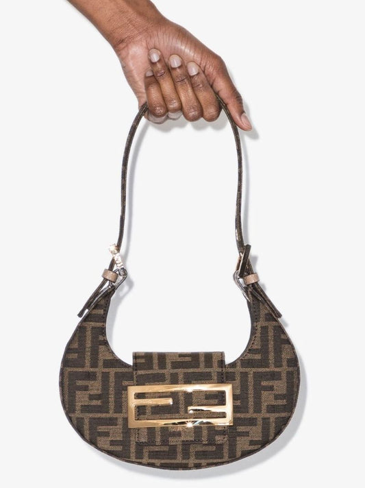 Brown Cookie Mini Jacquard Shoulder Bag