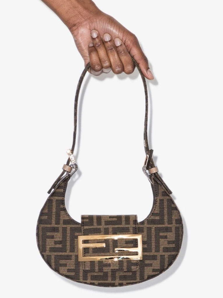 Brown Cookie Mini Jacquard Shoulder Bag