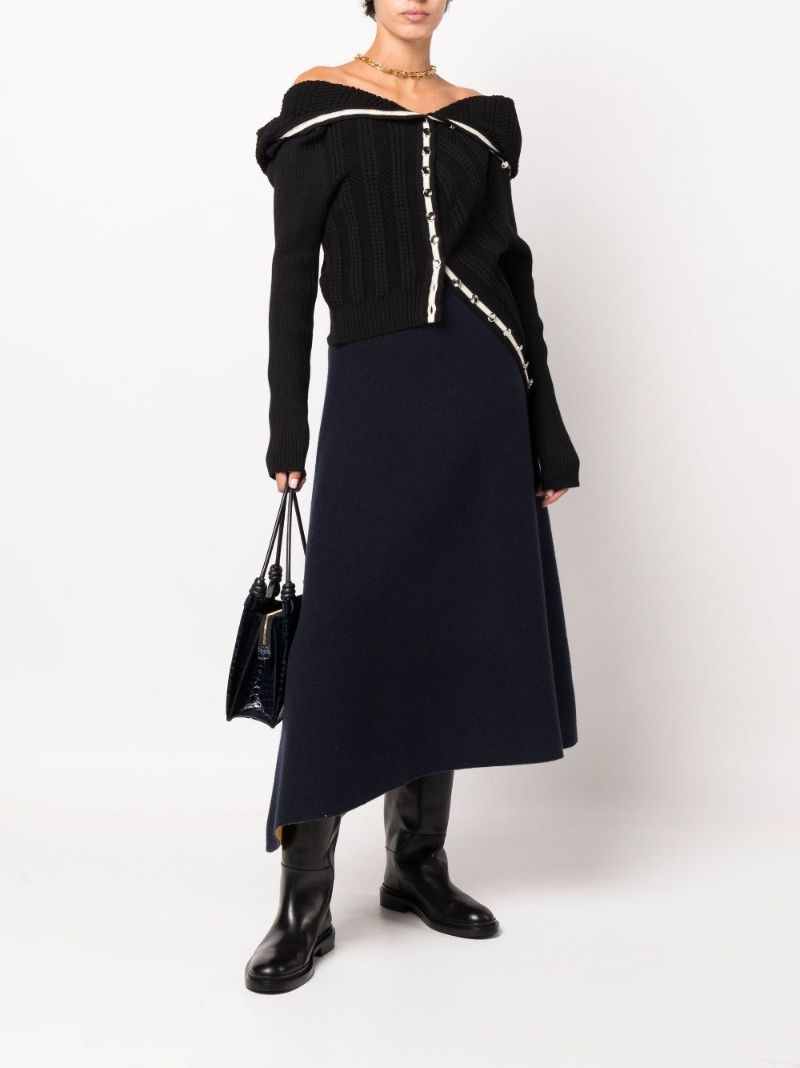 Blue Asymmetric Reversible Midi Skirt