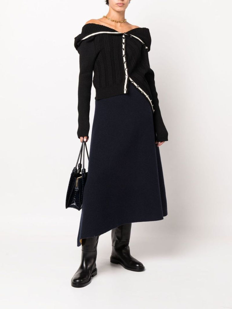 Blue Asymmetric Reversible Midi Skirt