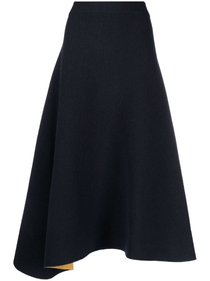 Blue Asymmetric Reversible Midi Skirt