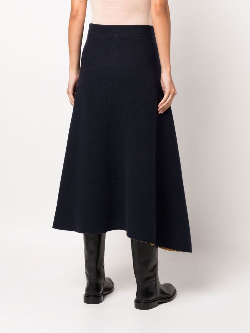 Blue Asymmetric Reversible Midi Skirt