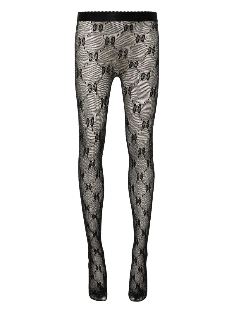 Black Lurex Gg Knit Tights