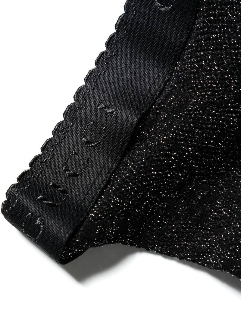 Black Lurex Gg Knit Tights
