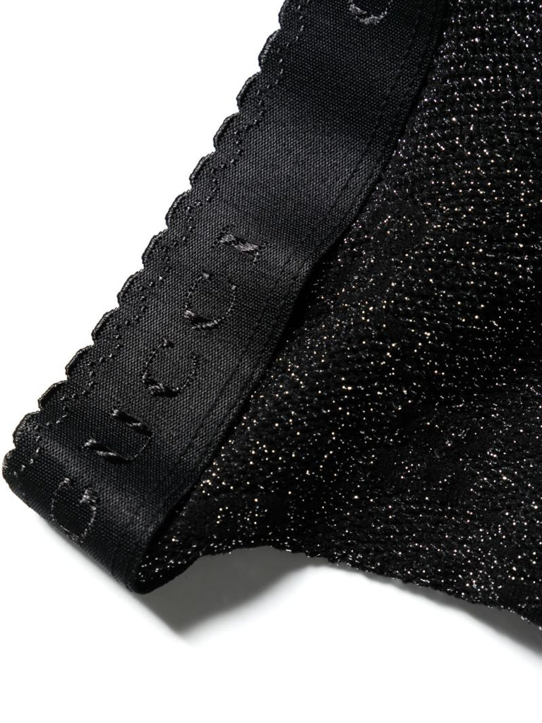 Black Lurex Gg Knit Tights