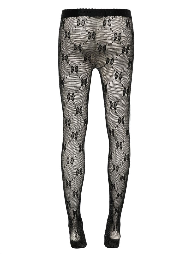 Black Lurex Gg Knit Tights