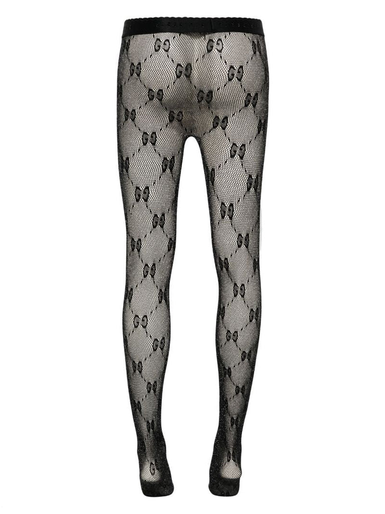 Black Lurex Gg Knit Tights