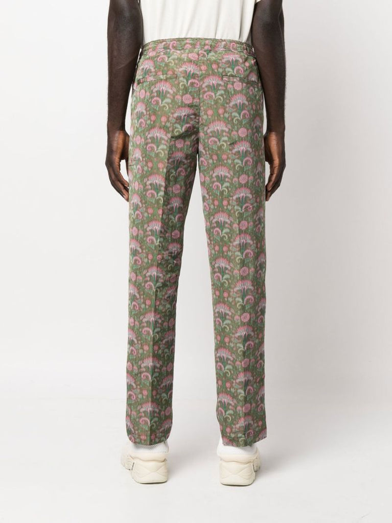 Green Erich Printed Straight-leg Trousers