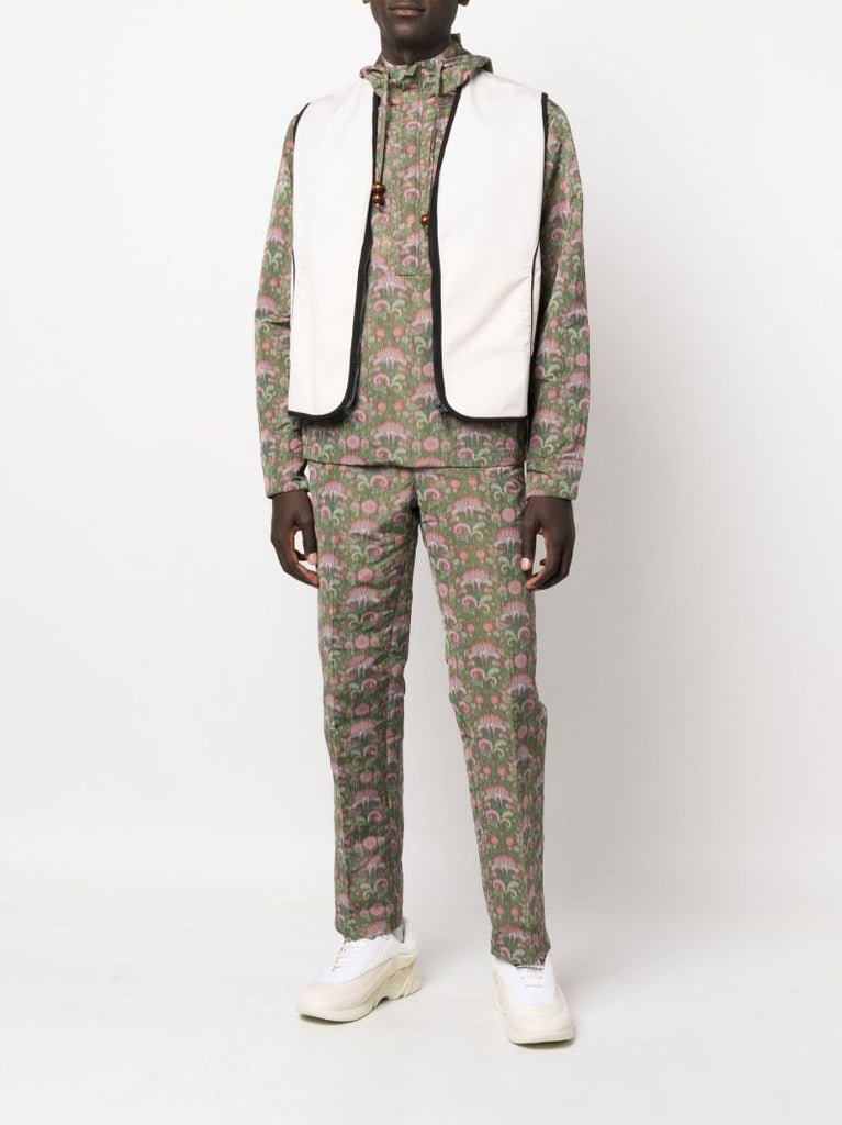 Green Erich Printed Straight-leg Trousers