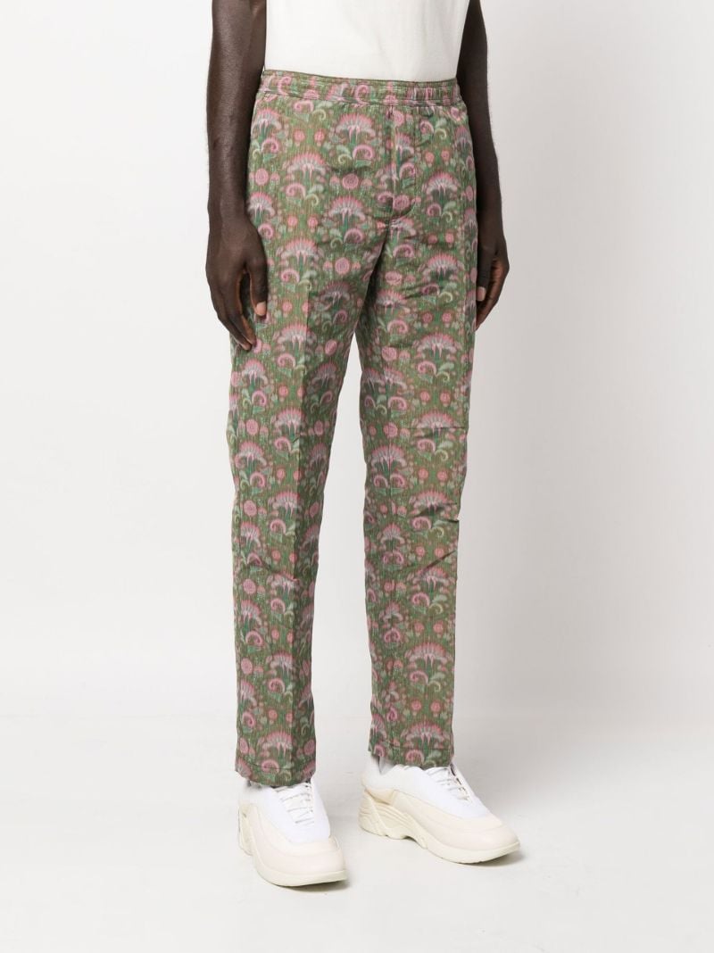 Green Erich Printed Straight-leg Trousers