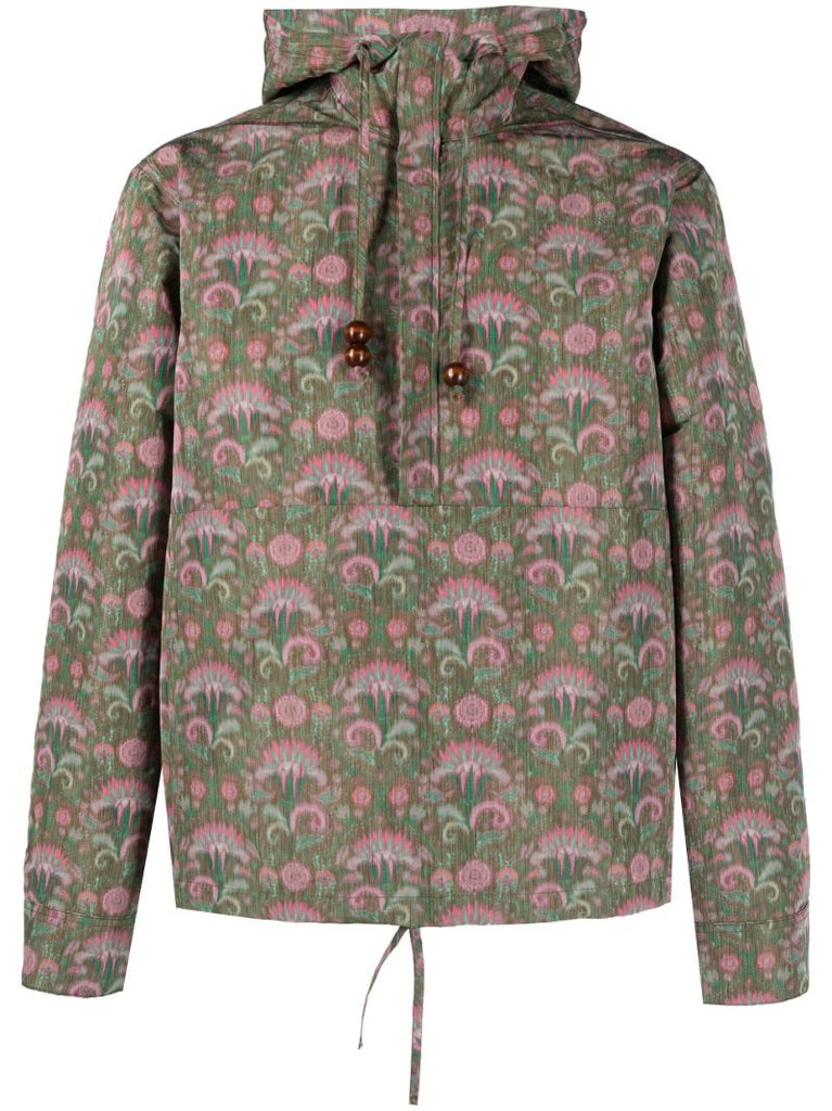 Green Mario Print Hooded Windbreaker