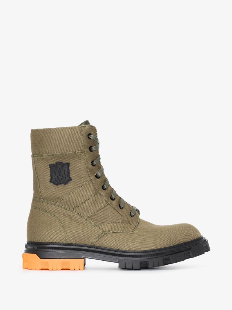 Green Lace-up Combat Boots