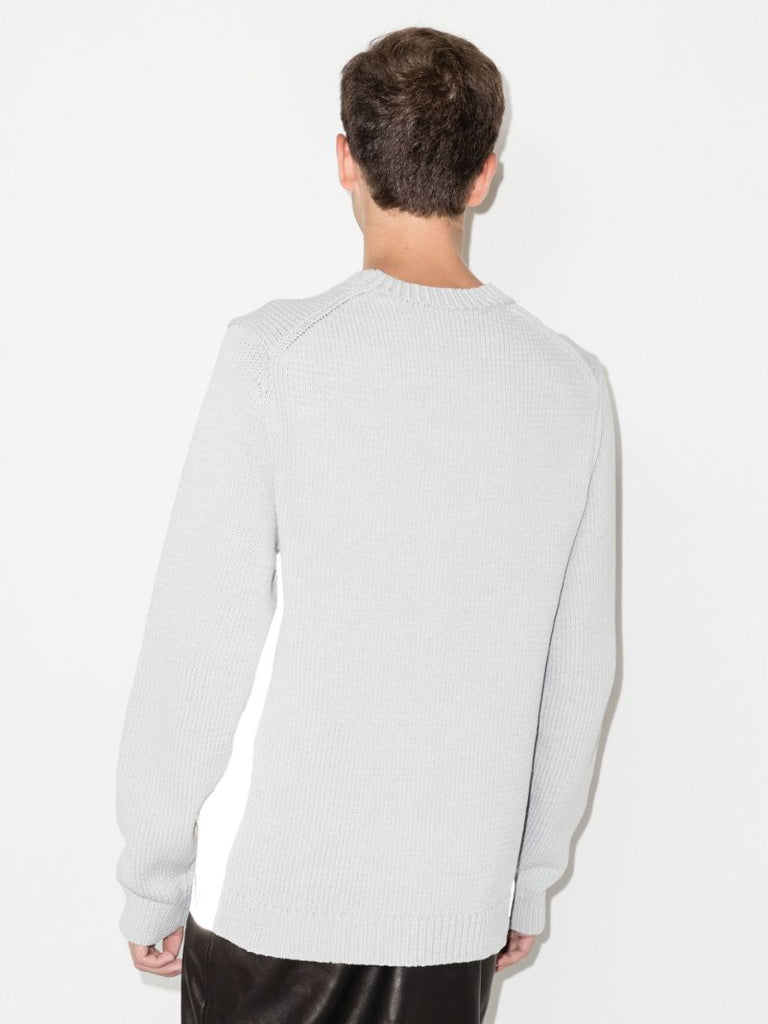 Grey Panel Detail Knitted Sweater
