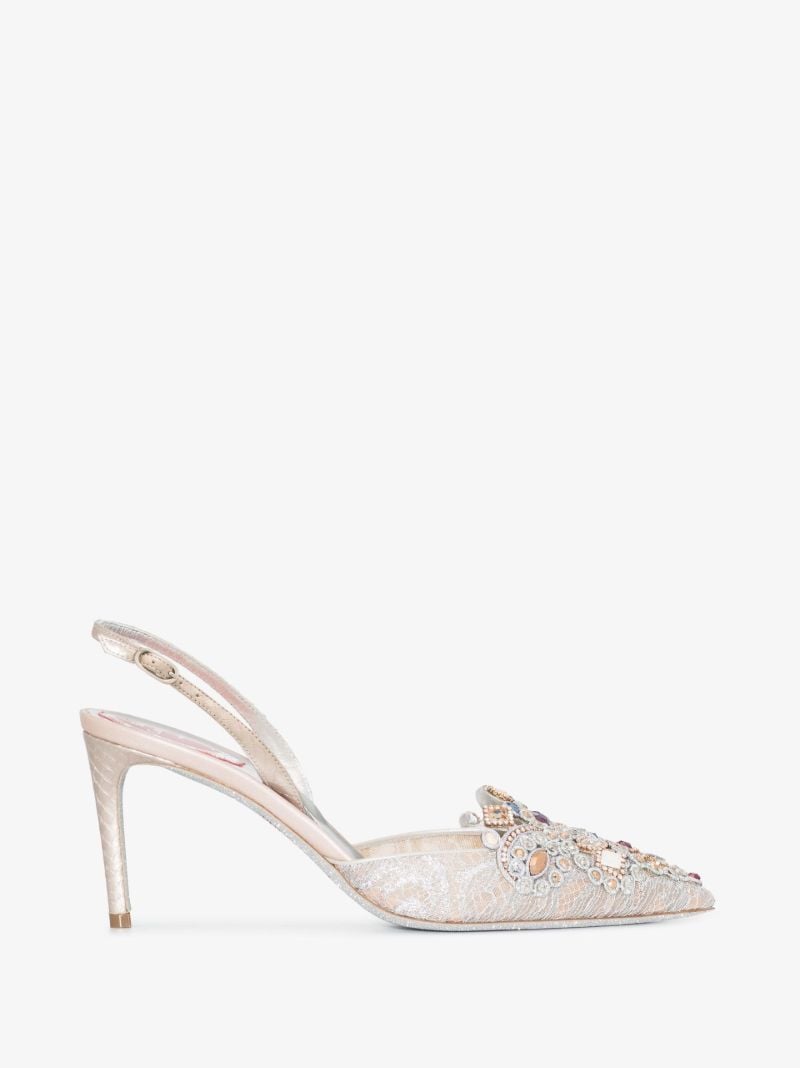 Neutral Veneziana 75 Embellished Slingback Pumps