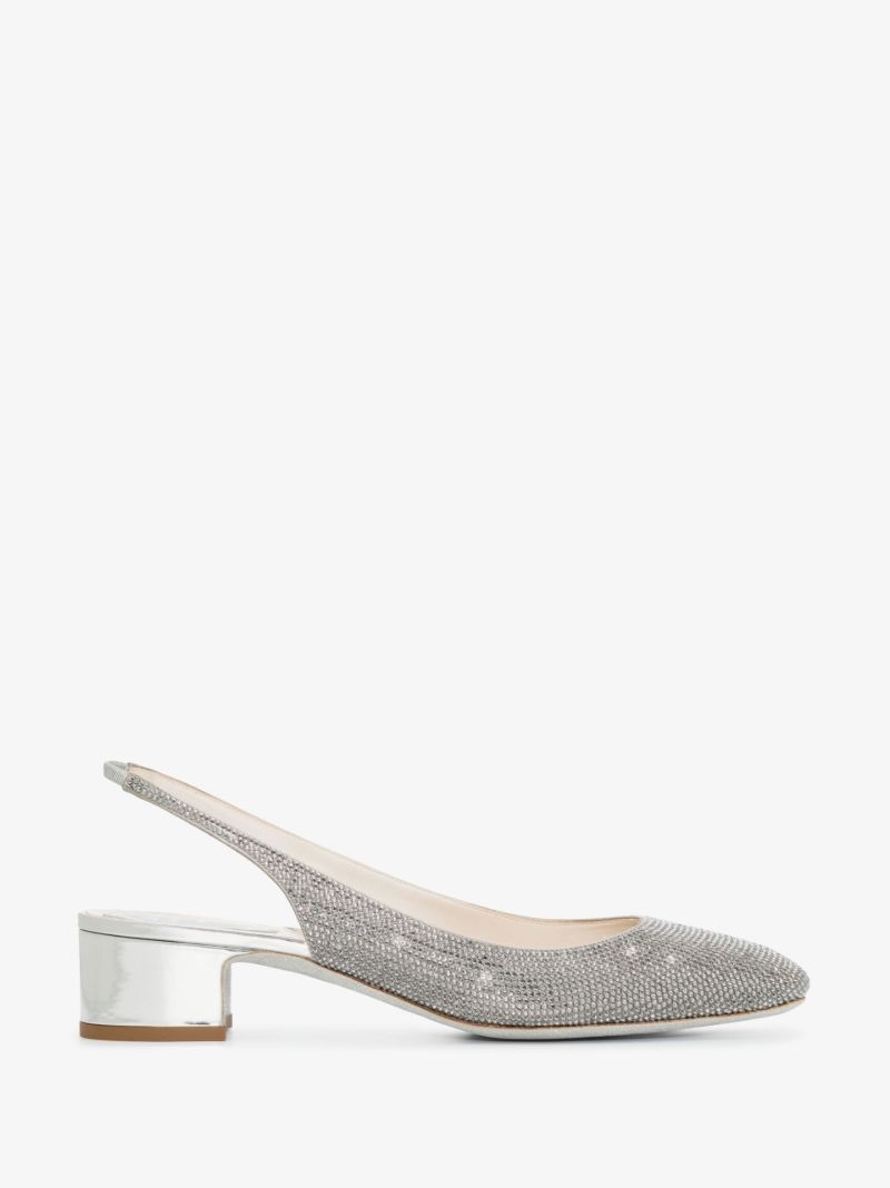 Silver 40 Studded Leather Pumps