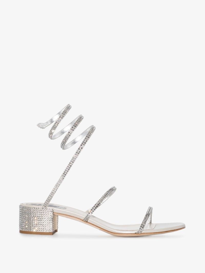 Silver 45 Crystal Embellished Sandals