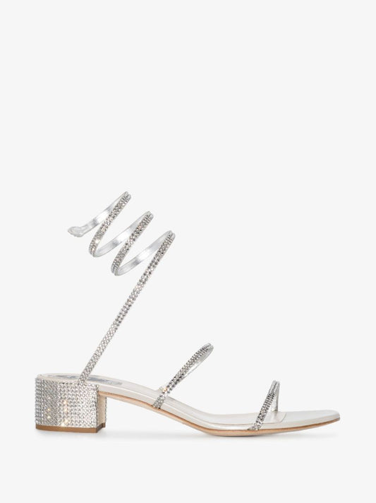 Silver 45 Crystal Embellished Sandals