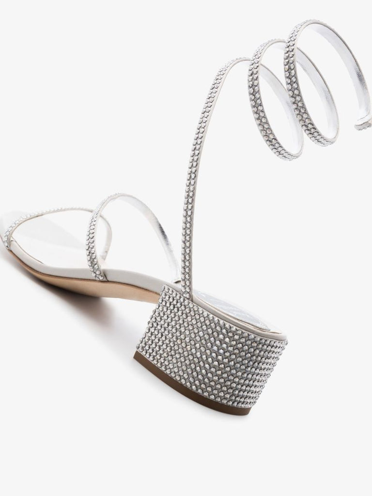 Silver 45 Crystal Embellished Sandals