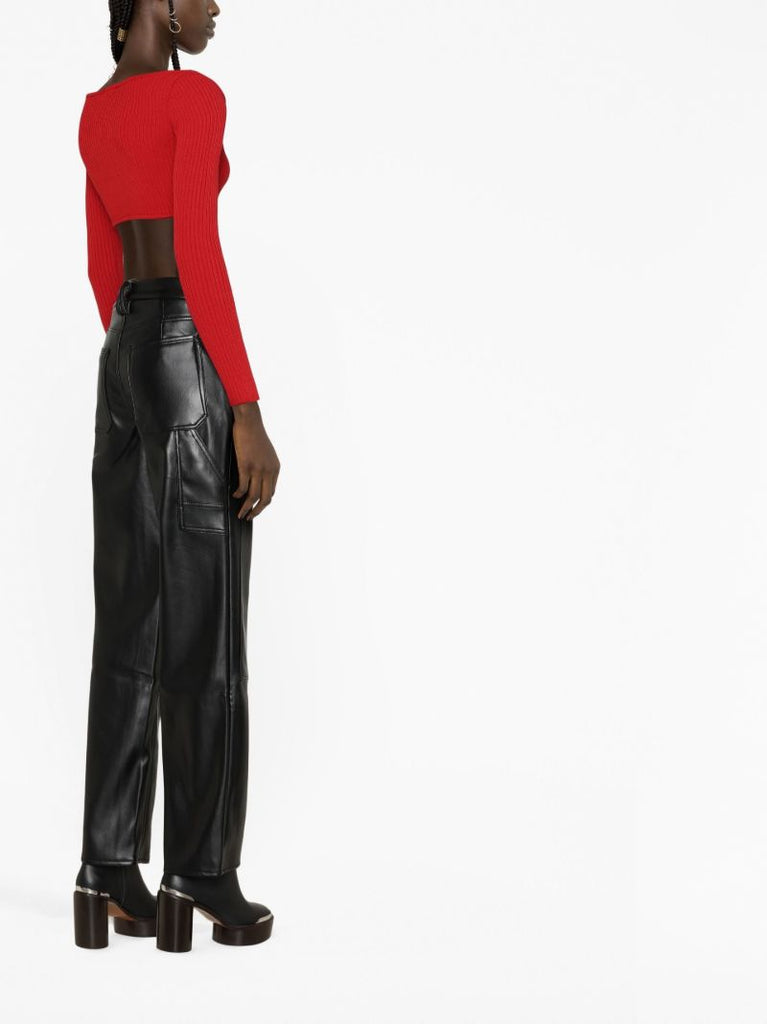 Red Knitted Crop Top