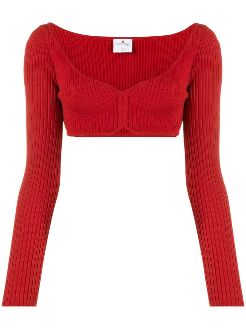 Red Knitted Crop Top