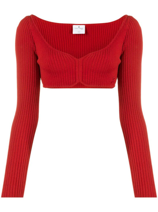 Red Knitted Crop Top