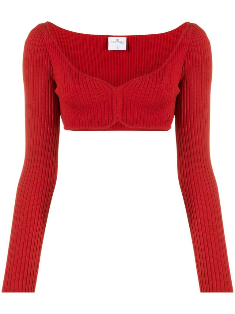 Red Knitted Crop Top
